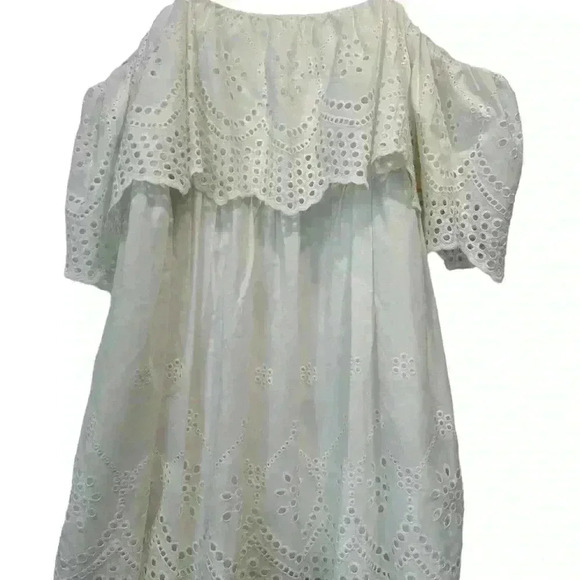 ASOS DESIGN premium double layer off shoulder mini dress white Size 12 - Picture 7 of 12